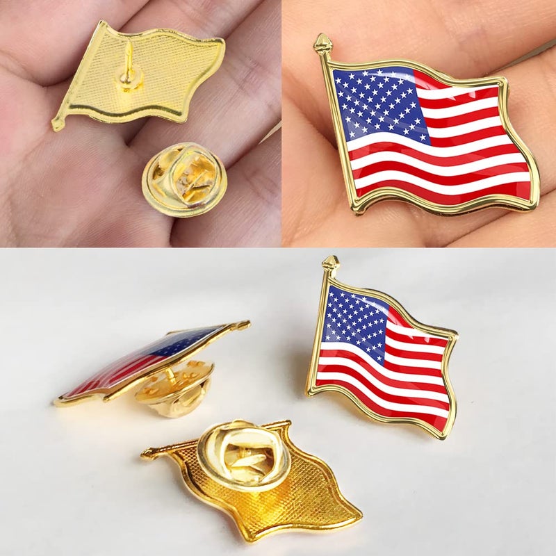 Bassion 20 PCS American Flag Lapel Pin Waving for Veterans Independence Memorial Day 4th of July Decor USA Flag Pins Accessaries - Image 5